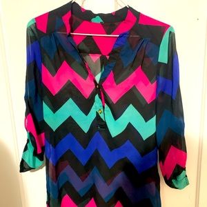 Chevron translucent blouse